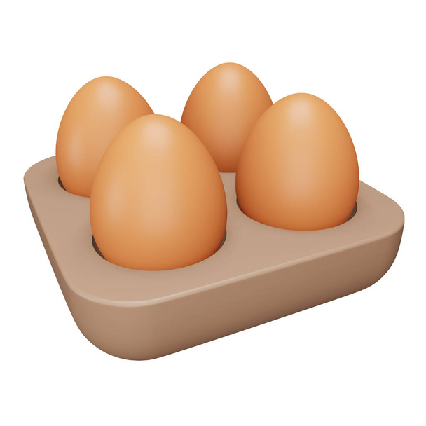 Δίσκος αυγών 3d απόδοση ισομετρική εικόνα. - Διάνυσμα, εικόνα