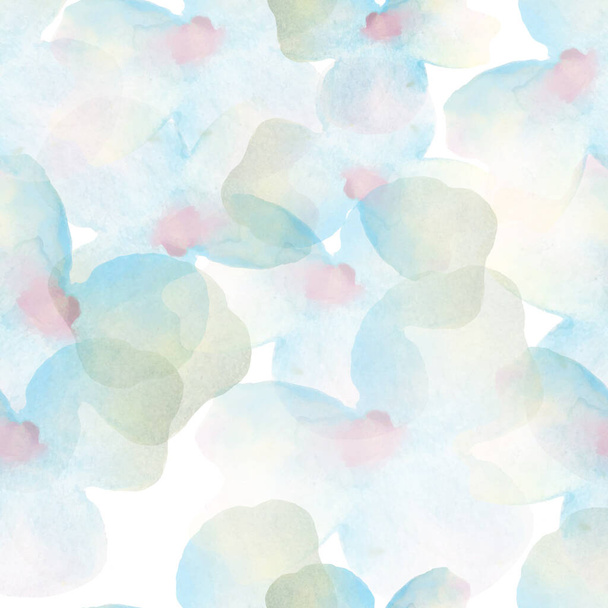 Watercolor seamless pattern with abstract blue flowers. Hand drawn nature illustration isolated on white background. For interior, packaging design or print - Photo, Image