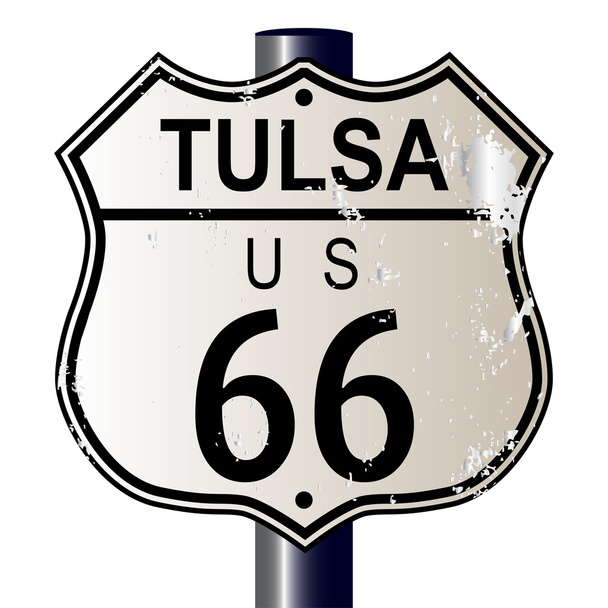 Υπογραφή αυτοκινητόδρομο Tulsa διαδρομή 66 - Διάνυσμα, εικόνα