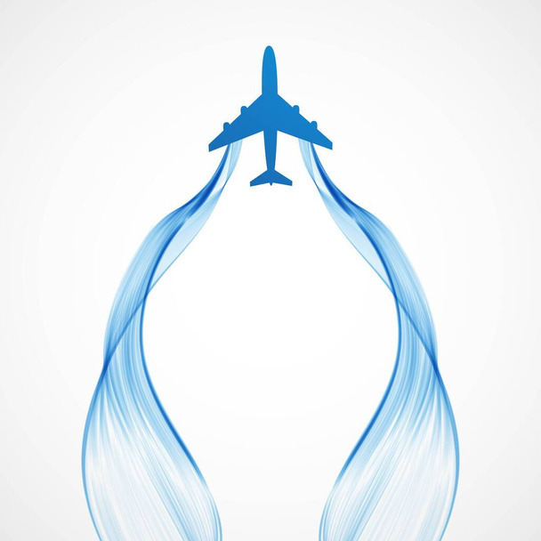 Repülőgép füst kék hullám háttér. - Fotó, kép
