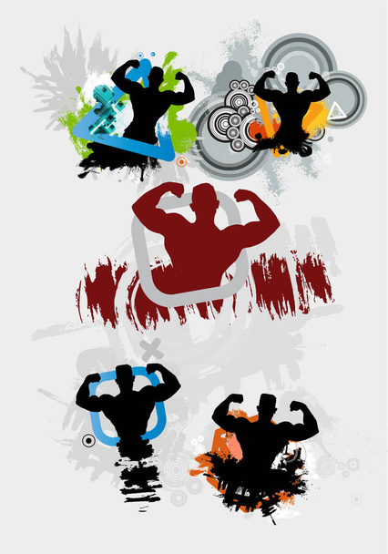 Active young Strong muscular man on a abstract background, vector - Vector, Image