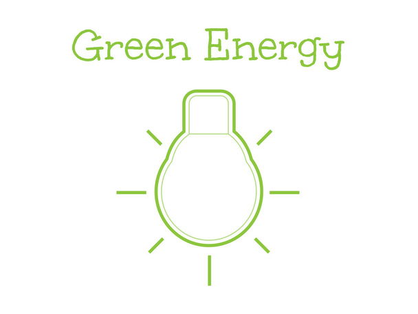 Έννοια της λέξης πράσινης ενέργειας, σε συνδυασμό με λάμπα φωτός - Διάνυσμα, εικόνα