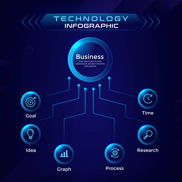 ApresentaçãoTecnologia Infográfico de negócios com três opções de círculo para apresentar gráfico, gráfico, conceito de negócio ilustração vetorial - Vetor, Imagem
