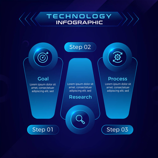 PresentationTechnology Business infographic met drie stappen optie om grafiek te presenteren, grafiek, business concept -Vector illustratie - Vector, afbeelding