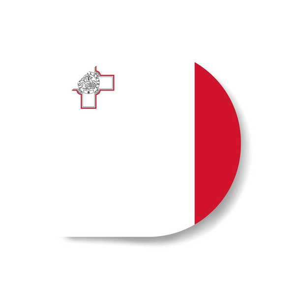 Μάλτα πτώση εικονίδιο σημαία με σκιά σε λευκό φόντο. - Φωτογραφία, εικόνα