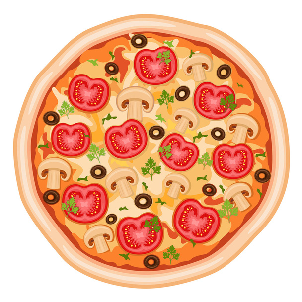 Pizza mit Tomaten - Vektor, Bild