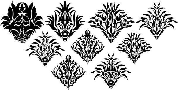 Концептуальний дизайн дамаської квіткових елементів - Вектор, зображення