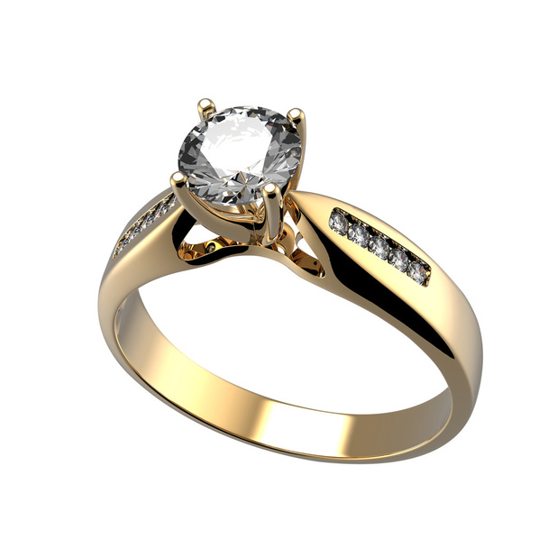 pierścień z diamentów na białym tle - Zdjęcie, obraz