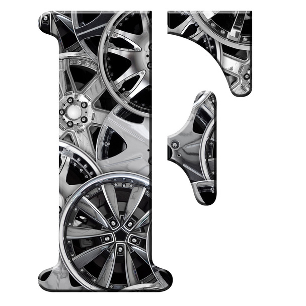F patterned with wheel trims - Φωτογραφία, εικόνα