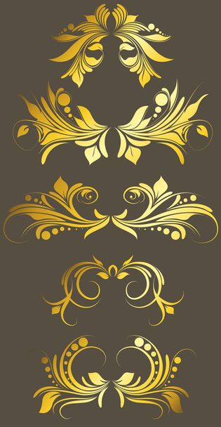 Golden Celebration Flourish Elements - Vector, Image