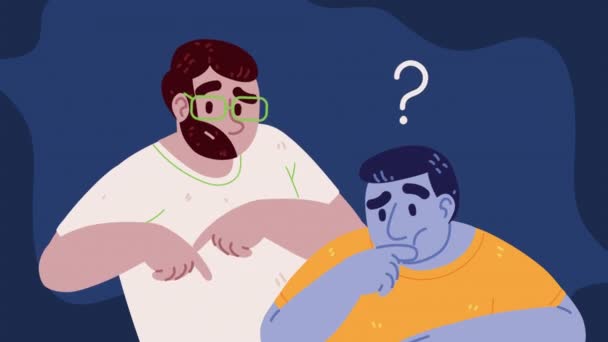 muži s pochybnostmi postavy animace, 4k video animované - Záběry, video