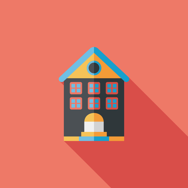 Building flat icon with long shadow,eps10 - Vector, imagen