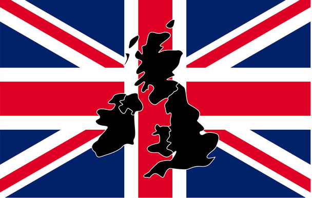 Ison-Britannian lippu kartta. Kansallisen tunnuksen vektorikuvaus. - Vektori, kuva