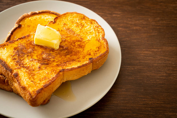 French toasted with butter and honey for breakfast - Photo, image