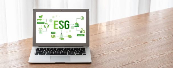 ESG environmental social governance policy for modish business to set a standard to achieve high ESG score - Photo, Image