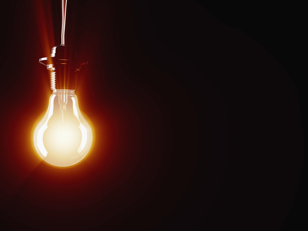 Illuminated fluorescent light bulb - Foto, Imagen