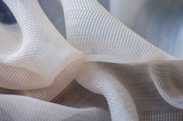 Natural Gauze fabric. Wrinkled gray fabric background. Closeup - Valokuva, kuva