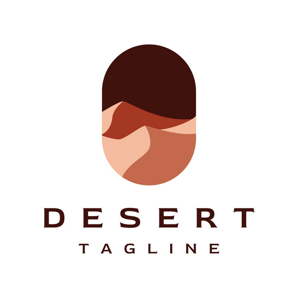 Abstract logo ontwerp van hete woestijn en duinen met cactus tonen zandduinen geïsoleerd op de achtergrond. - Vector, afbeelding