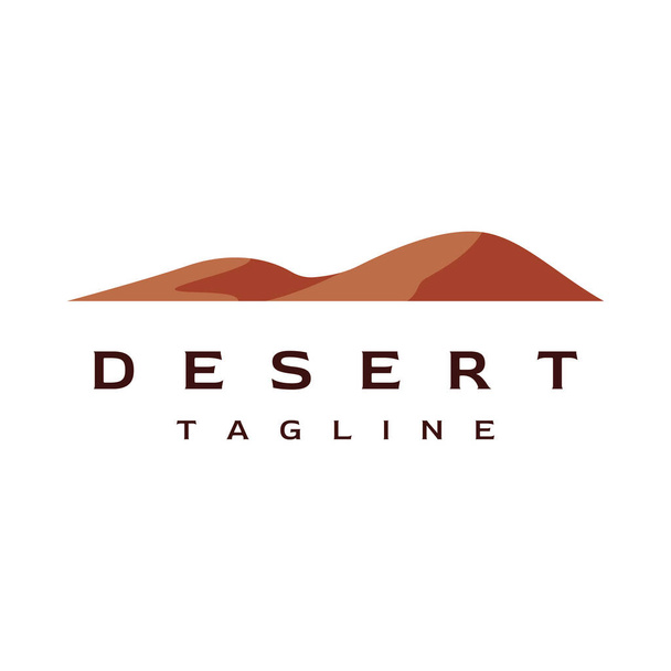 Абстрактный логотип жаркой пустыни и дюн с кактусами, изображающими песчаные дюны, изолированные на заднем плане. - Вектор,изображение