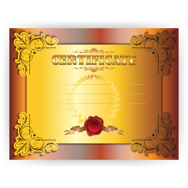 Certificado de oro real horizontal con encaje adornado
 - Vector, Imagen