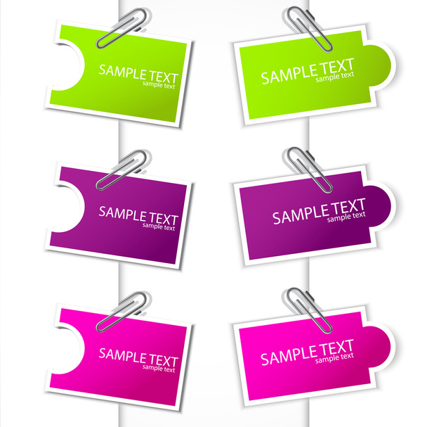 Colorful paper card with clip - Vector, Imagen