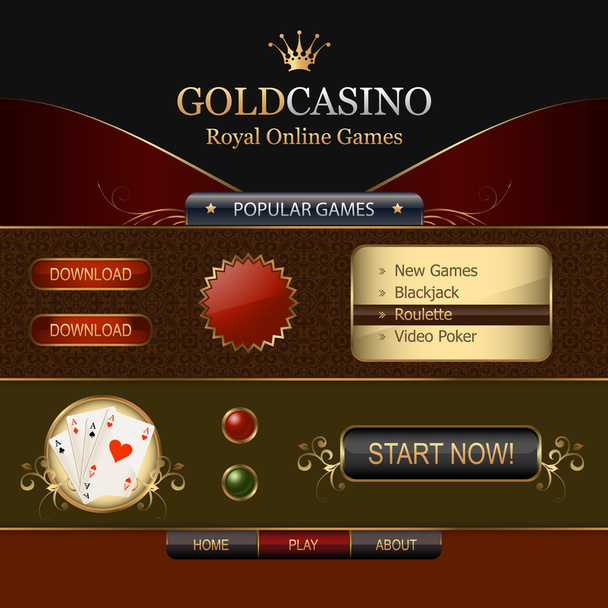 Элементы веб-шаблона онлайн казино
 - Вектор,изображение