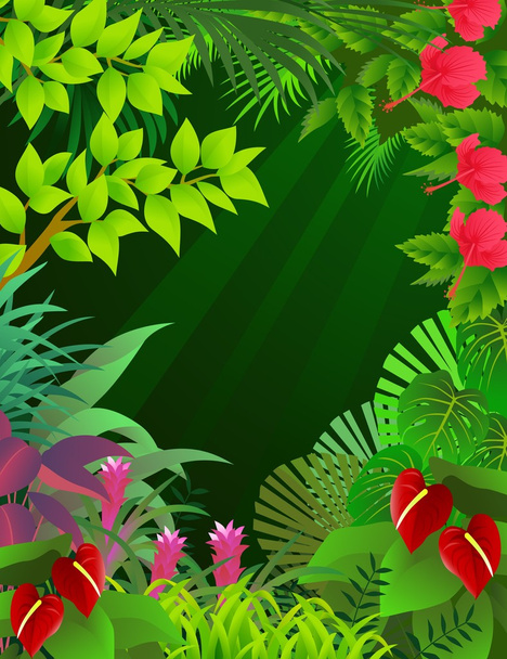 ilustracja las tropikalny tło - Wektor, obraz