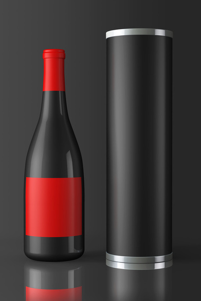 Butelka czerwonego wina z pakietu z powrotem - Zdjęcie, obraz