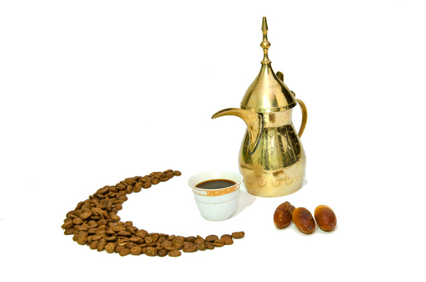 Arabski kawy z datą owoców - Zdjęcie, obraz