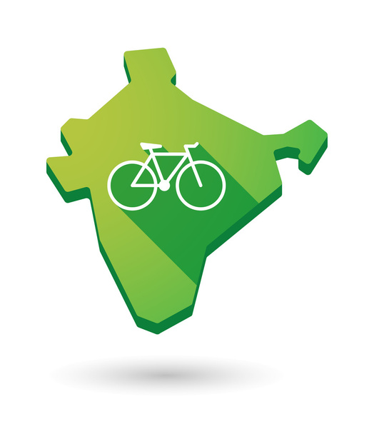 Значок на карте Индии с велосипедом
 - Вектор,изображение
