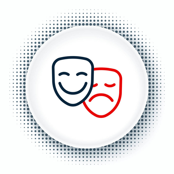 Linka Komedie a tragédie divadelní masky ikona izolované na bílém pozadí. Barevný koncept. Vektor. - Vektor, obrázek