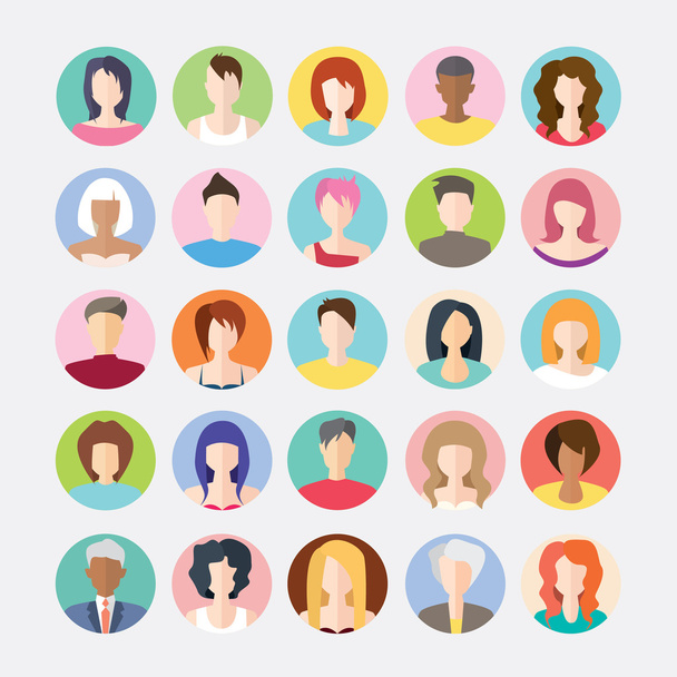 Nagy készlet avatarok profil képek lapos ikonok - Vektor, kép