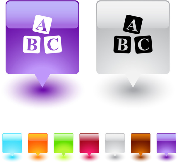 ABC cubes square button. - Vektor, obrázek