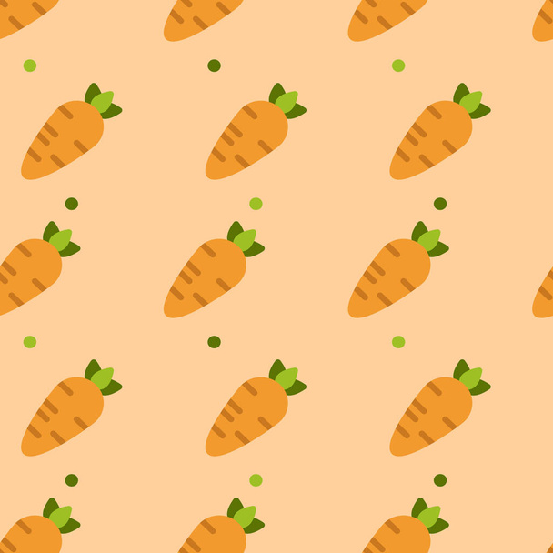 Carrot seamless pattern cute background. Vector cute carrots seamless pattern isolated. Carrot seamless background. Vector illustration - Vector, Image