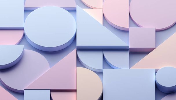 Abstract geometric composition, background design in pastel colors, 3d render - Фото, изображение