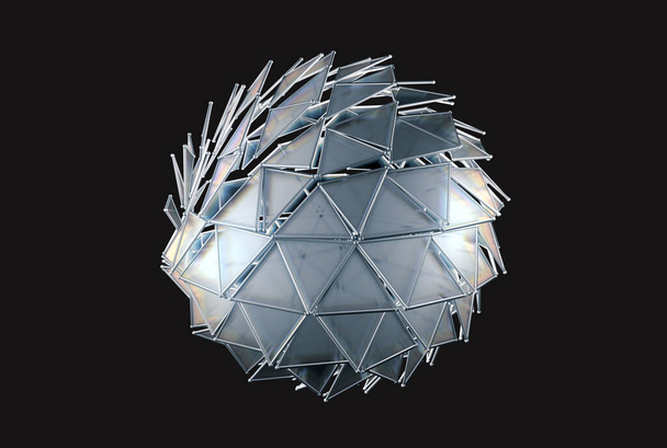 ilustração 3d de um abstrato poligonal triangulado wireframe esfera - Foto, Imagem