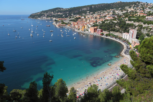 Görünümü bay cote d'azur Fransa ve lüks resort. nice yakınındaki Villefranche ve monaco, Fransız Rivierası - Fotoğraf, Görsel