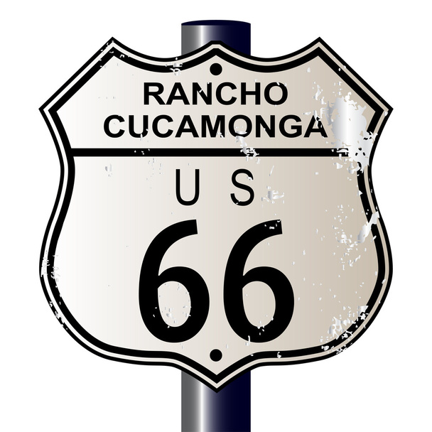 ランチョ クーカモンガにあるルート 66 の標識 - ベクター画像