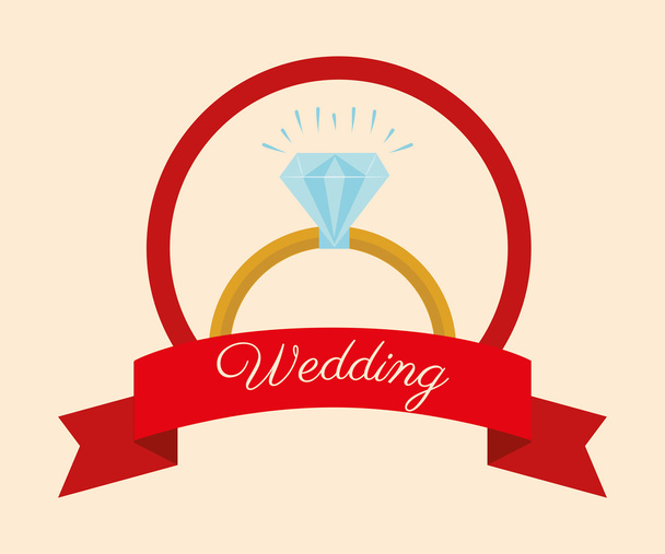 Wedding design over beige background vector illustration - Vecteur, image