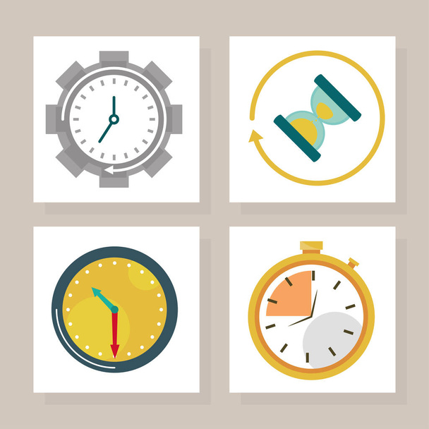 time clock, icons set style - Vector, Image