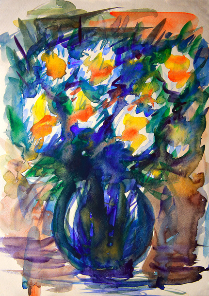 Acuarela pintura de las flores abstractas
. - Foto, imagen