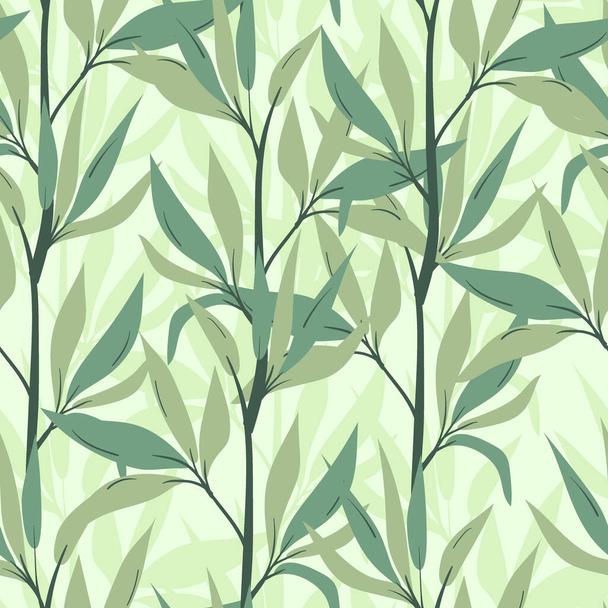 Seamless botanical pattern with leaves - Vektör, Görsel