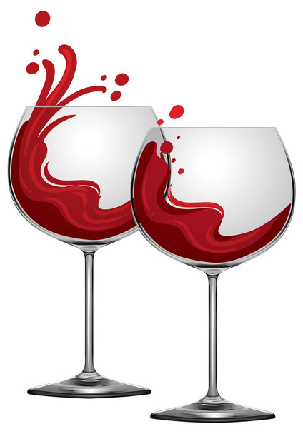 Copas de vino tinto ilustración aislada - Vector, imagen