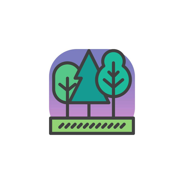 Forest trees filled outline icon, line vector sign, Oak and pine tree linear colorful pictogram isolated on white. Symbol, logo illustration. Vector graphics - Vecteur, image