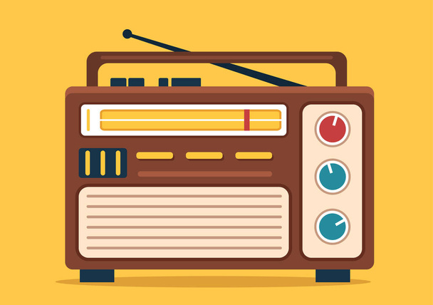 Radio Player for Record, Talk Show, Interviews Celebrity and Listening to Music in Template Hand Drawn Cartoon Flat Style Illustration - Vector, Image