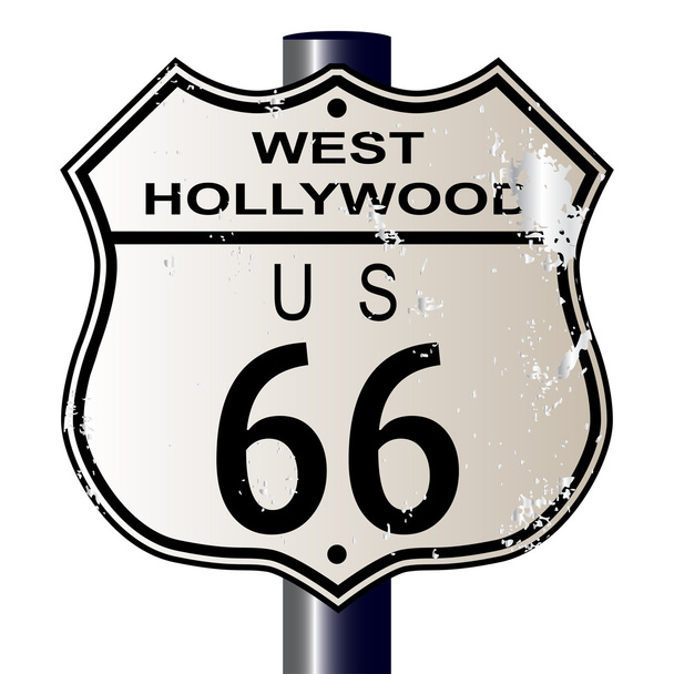 West Hollywood Route 66 znak - Wektor, obraz