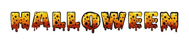 Halloween texto banner laranja borbulhando colorido assustador, monstro e horror, vetor desenho animado estilo ilustração - Vetor, Imagem