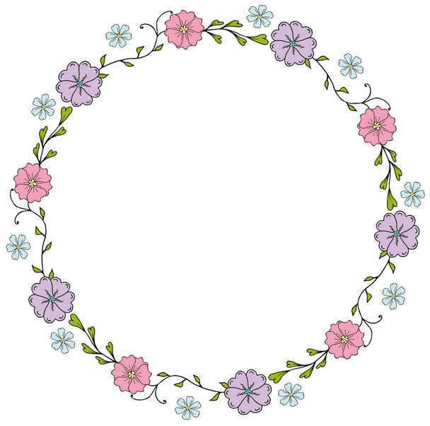 白い背景に分離された花の花輪 - ベクター画像