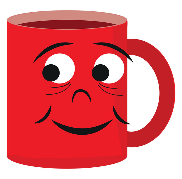 Red mug, illustration, vector on a white background. - Vektor, obrázek