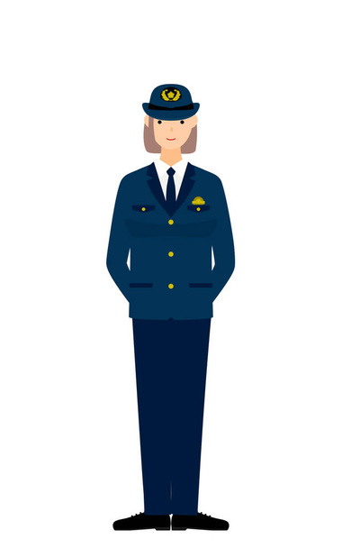 Young female police officer posing, Standing with hands behind back - Vector, Image